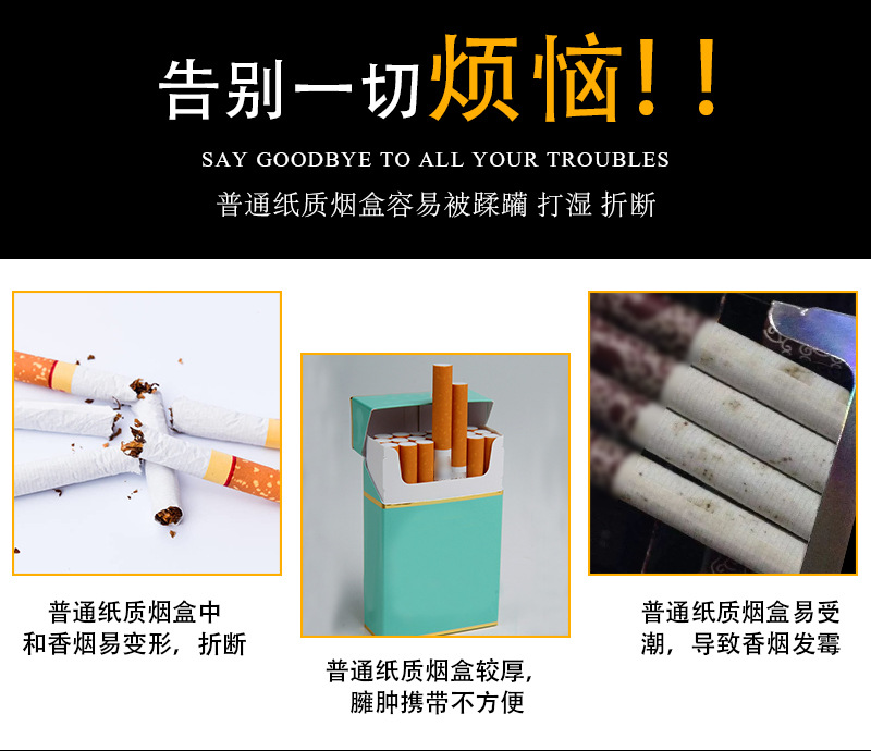 20 PCs Metal Creativity Double-Open Cigarette Box Pressure-Resistant Moisture-Proof Fresh-Keeping Aluminum Alloy Cigarette Accessories Glossy Cigarette Box