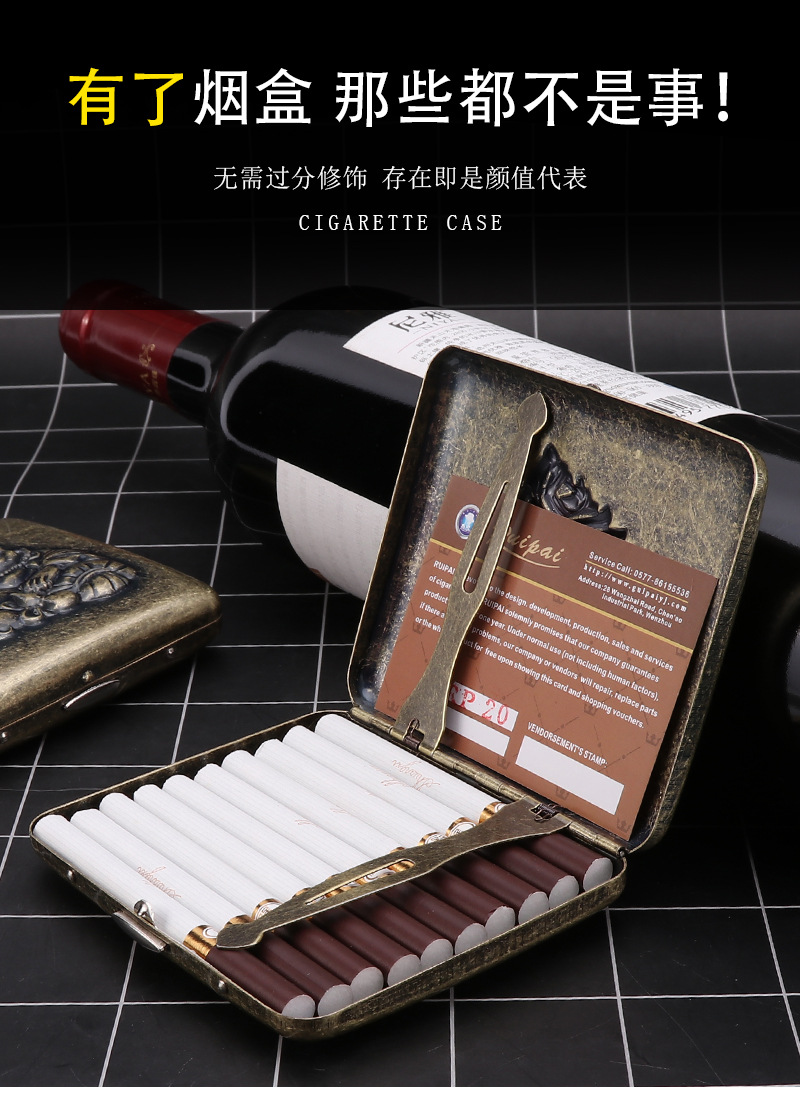 20 PCs Metal Creativity Double-Open Cigarette Box Pressure-Resistant Moisture-Proof Fresh-Keeping Aluminum Alloy Cigarette Accessories Glossy Cigarette Box