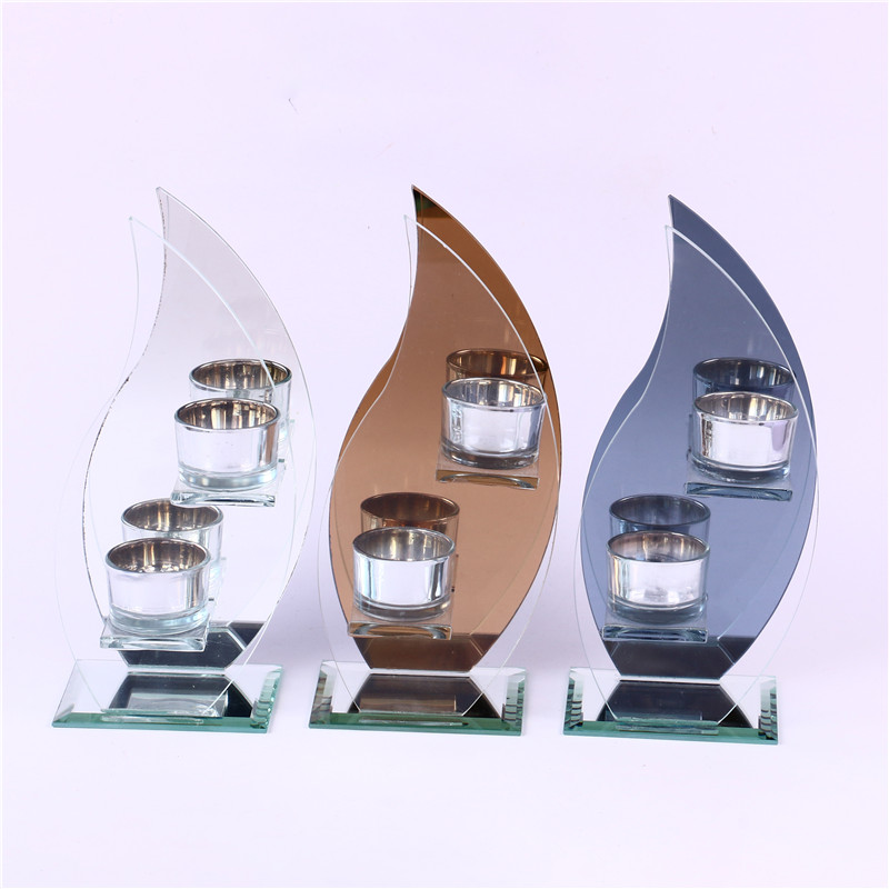 Home Decoration Crafts Crystal Glass Candlestick Candle Holder Two-Headed opposite Sex Candlestick