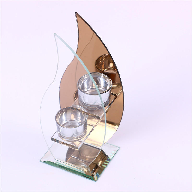 Home Decoration Crafts Crystal Glass Candlestick Candle Holder Two-Headed opposite Sex Candlestick