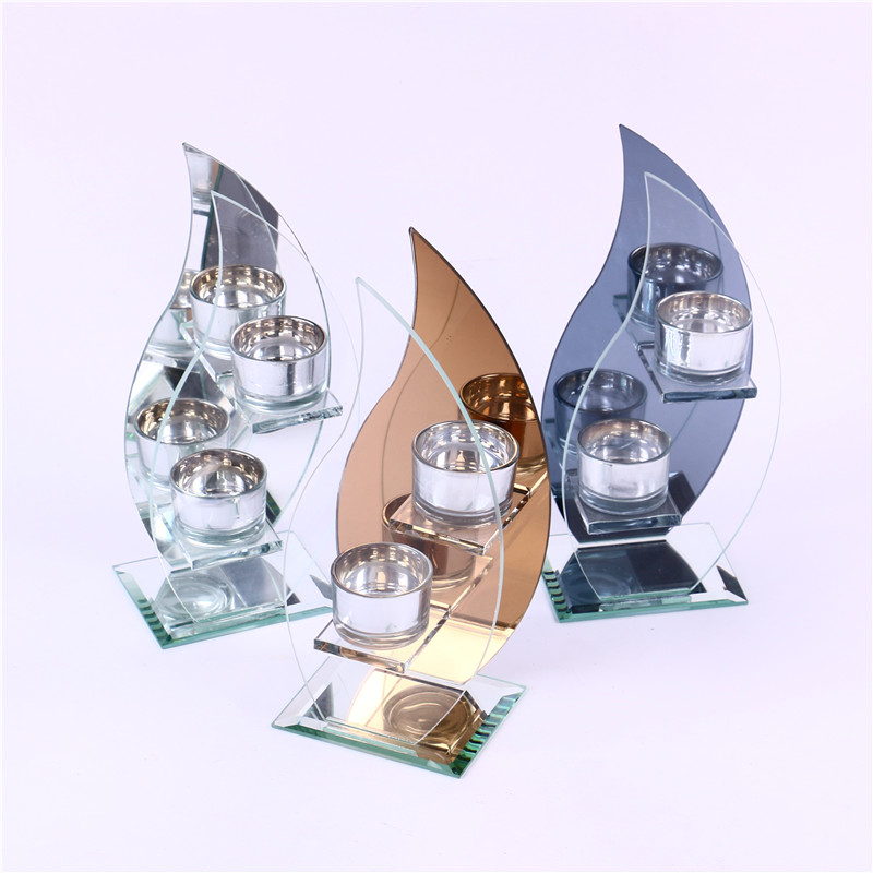 Home Decoration Crafts Crystal Glass Candlestick Candle Holder Two-Headed opposite Sex Candlestick