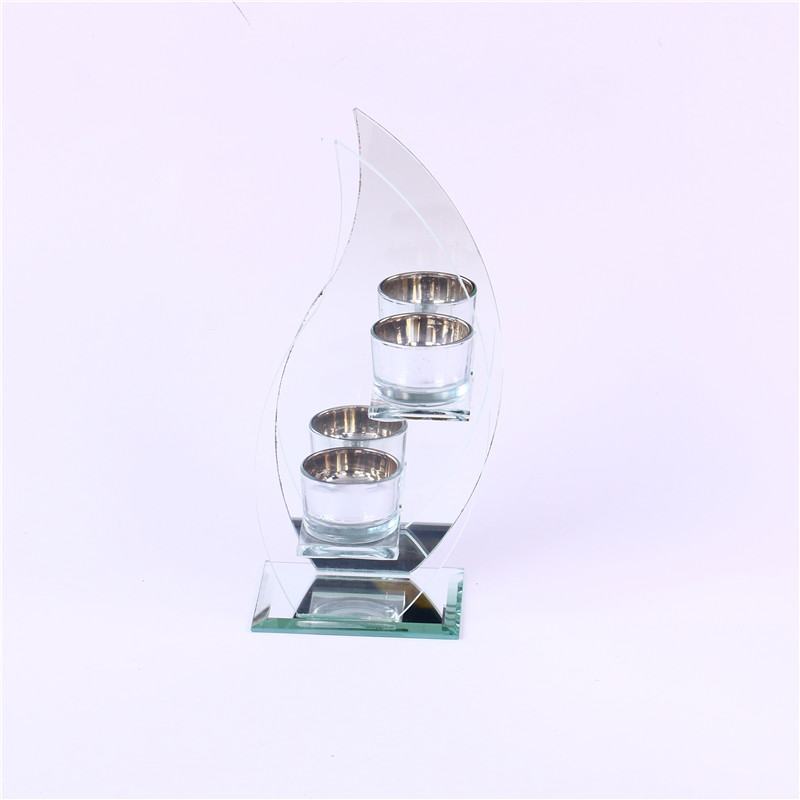 Home Decoration Crafts Crystal Glass Candlestick Candle Holder Two-Headed opposite Sex Candlestick