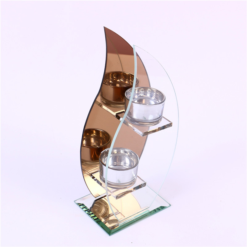 Home Decoration Crafts Crystal Glass Candlestick Candle Holder Two-Headed opposite Sex Candlestick