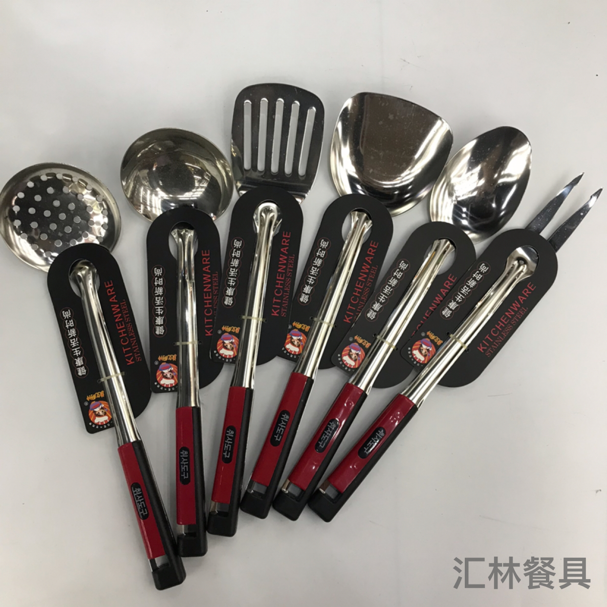 Stainless Steel Kitchenware 1.5cm Non-Magnetic Knight Handle Anti-Scald Porridge Colander Spatula Flat Shovel Long Tongue Spoon Can Be Customized