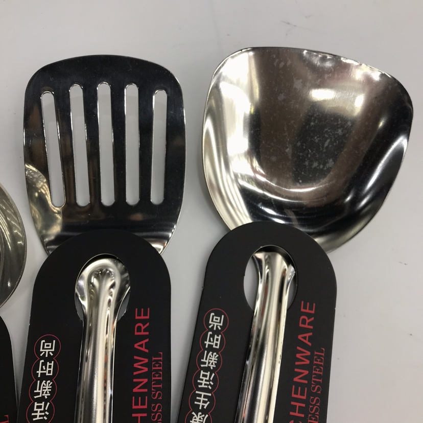 Stainless Steel Kitchenware 1.5cm Non-Magnetic Knight Handle Anti-Scald Porridge Colander Spatula Flat Shovel Long Tongue Spoon Can Be Customized