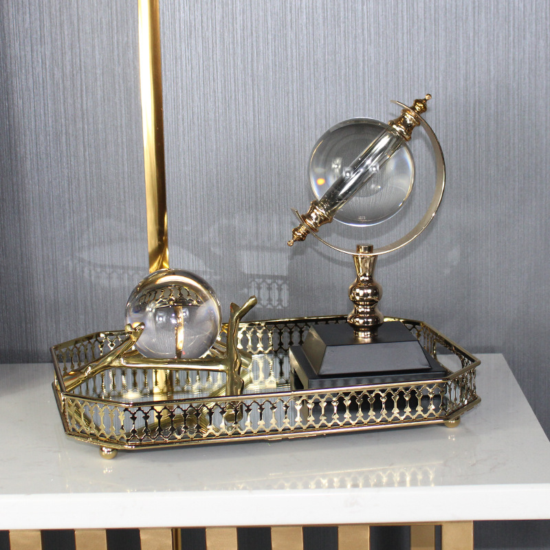 European Office Crystal Ball Decoration Study Desktop Decoration Earth Instrument Crafts Living Room Wine Cabinet Light Luxury Furnishings