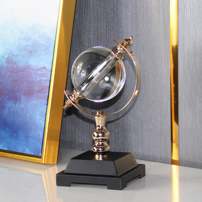 European Office Crystal Ball Decoration Study Desktop Decoration Earth Instrument Crafts Living Room Wine Cabinet Light Luxury Furnishings
