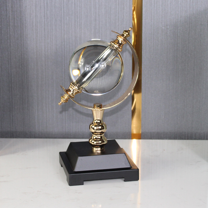 European Office Crystal Ball Decoration Study Desktop Decoration Earth Instrument Crafts Living Room Wine Cabinet Light Luxury Furnishings