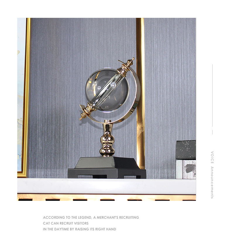 European Office Crystal Ball Decoration Study Desktop Decoration Earth Instrument Crafts Living Room Wine Cabinet Light Luxury Furnishings