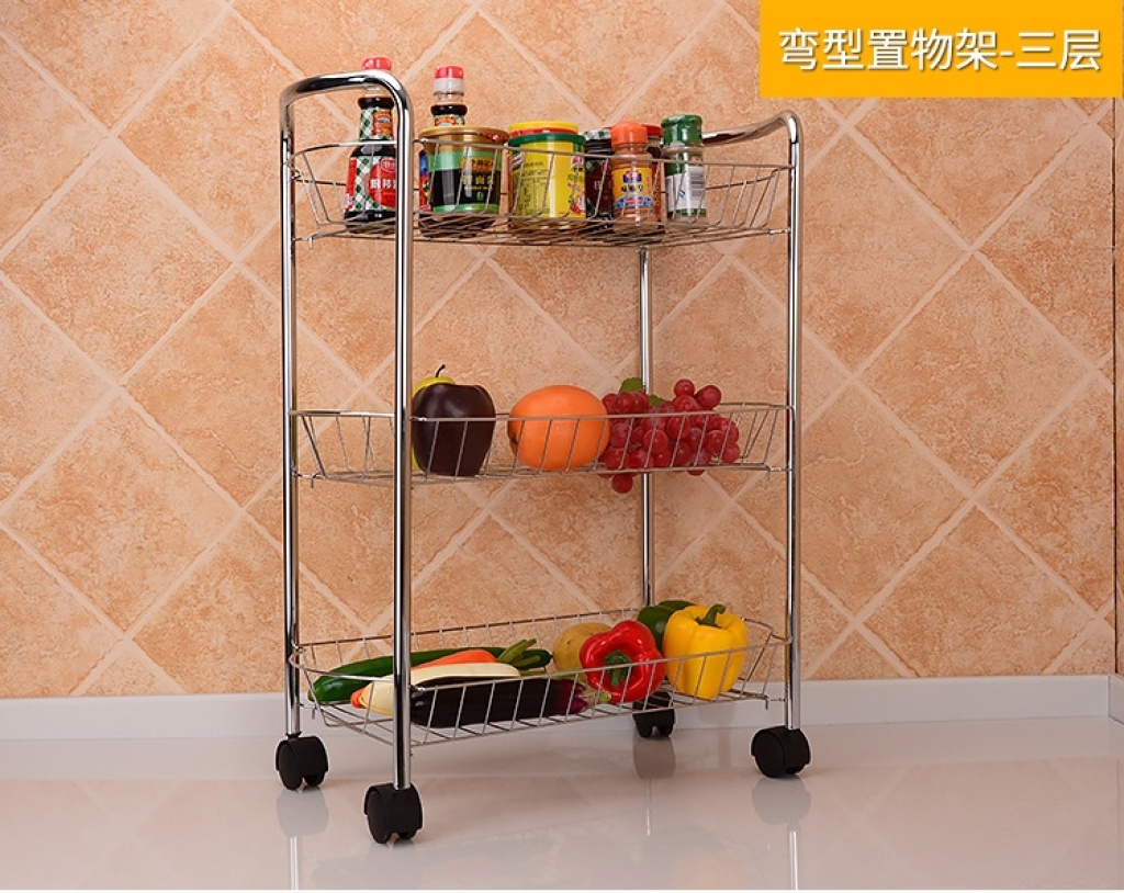 Kitchen cart rack three layers of vegetable storage rack four layers of household items sundry mobile storage rack Kitchen cart rack three layers of vegetable storage rack four layers of household items sundry mobile storage rack