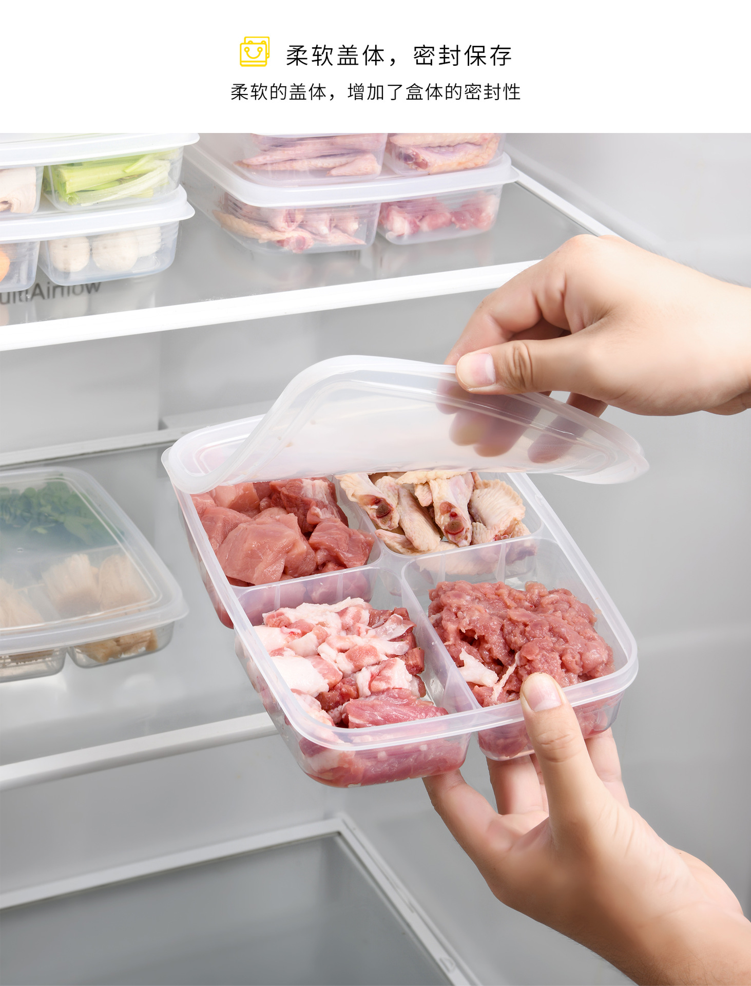 Food Compartment Crisper Refrigerator Storage Box Storage Box with Lid Stacked Sealed Fresh-Keeping Finishing Box Separately Packed Case