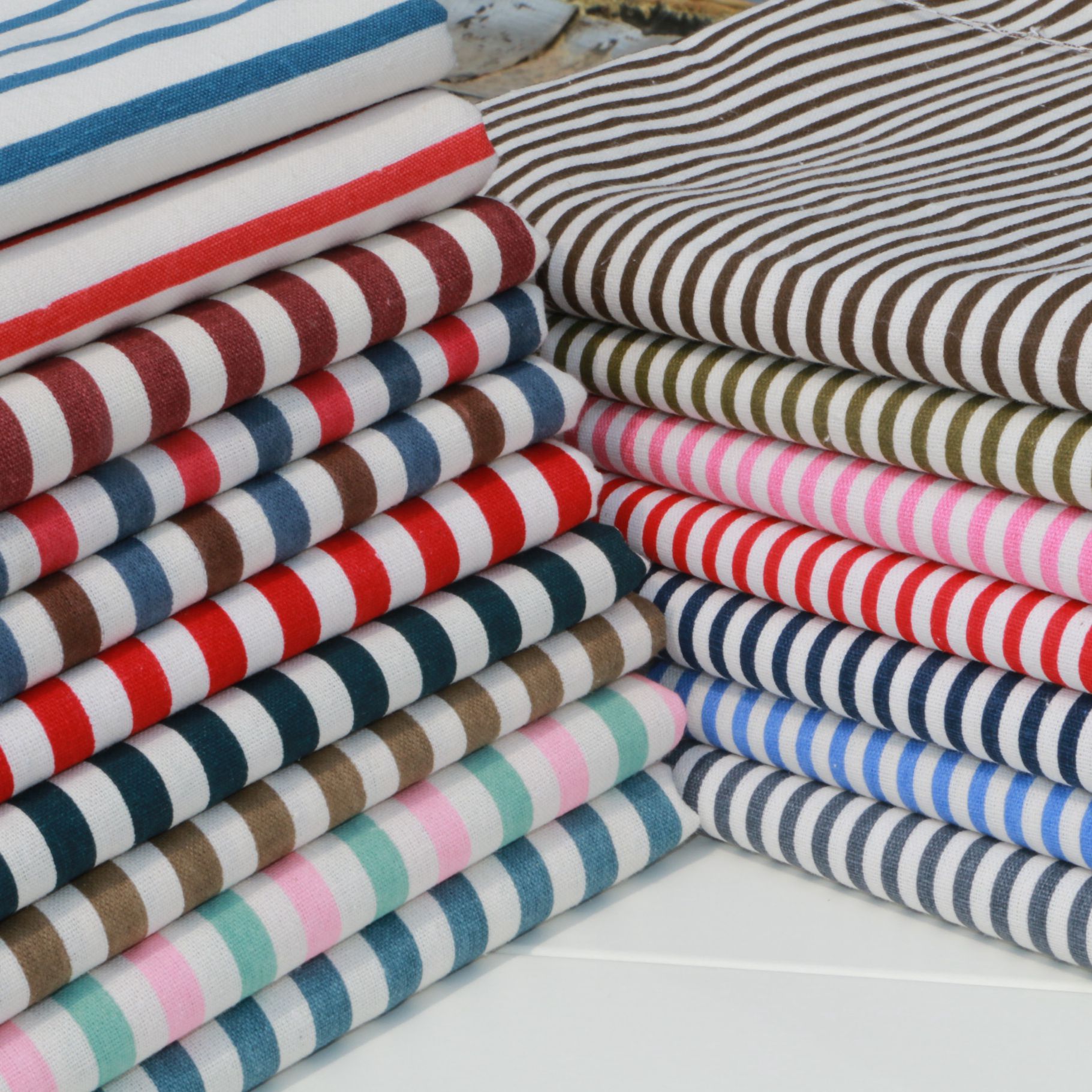 5mm Striped Cloth Printed Cotton Linen Fabric Plaid Coarse Linen Curtain Sofa Linen Tablecloth Wholesale Handmade