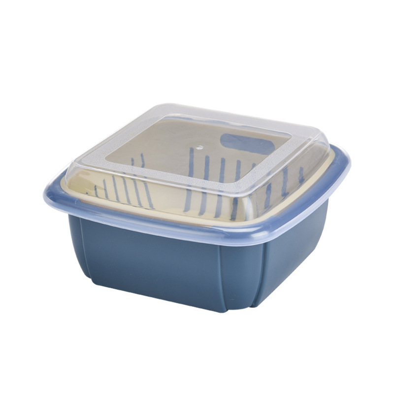 Fresh-Keeping Drain Basket Household Double-Layer Vegetable Washing Fruit Basket Dustproof with Cover Preservation Storage Box
