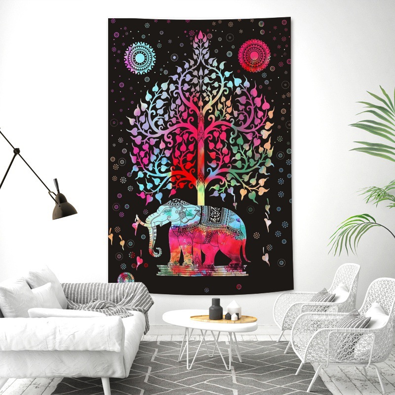 Vintage Buddha Statue Mandala Style Tapestry Bohemian Peach Skin Fabric Bedroom Decoration Fashion Hanging Cloth Curtain and Tablecloth