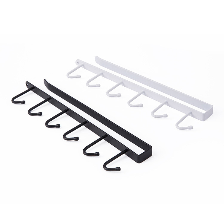 Kitchen Iron Art Non-Marking Nail-Free Hook Multi-Row Cabinet Storage Hanger Six-Piece Row Hook Wardrobe 6 Multi Hook Organizing Rack
