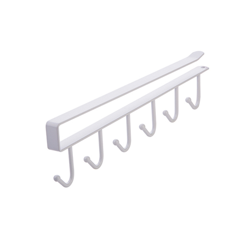 Kitchen Iron Art Non-Marking Nail-Free Hook Multi-Row Cabinet Storage Hanger Six-Piece Row Hook Wardrobe 6 Multi Hook Organizing Rack