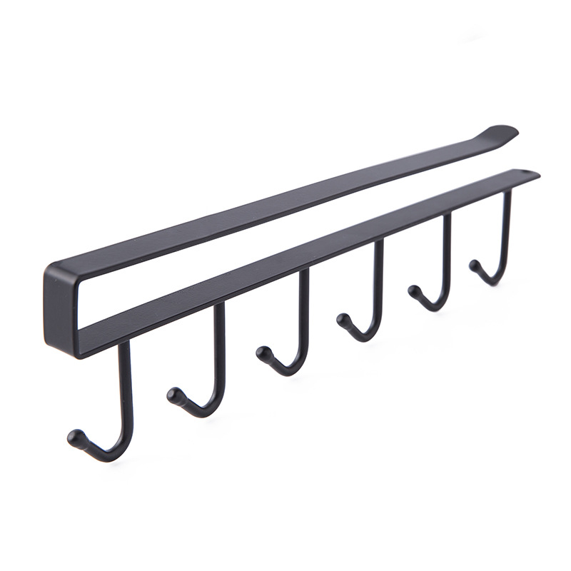 Kitchen Iron Art Non-Marking Nail-Free Hook Multi-Row Cabinet Storage Hanger Six-Piece Row Hook Wardrobe 6 Multi Hook Organizing Rack