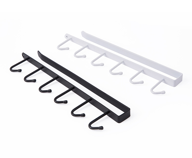 Kitchen Iron Art Non-Marking Nail-Free Hook Multi-Row Cabinet Storage Hanger Six-Piece Row Hook Wardrobe 6 Multi Hook Organizing Rack