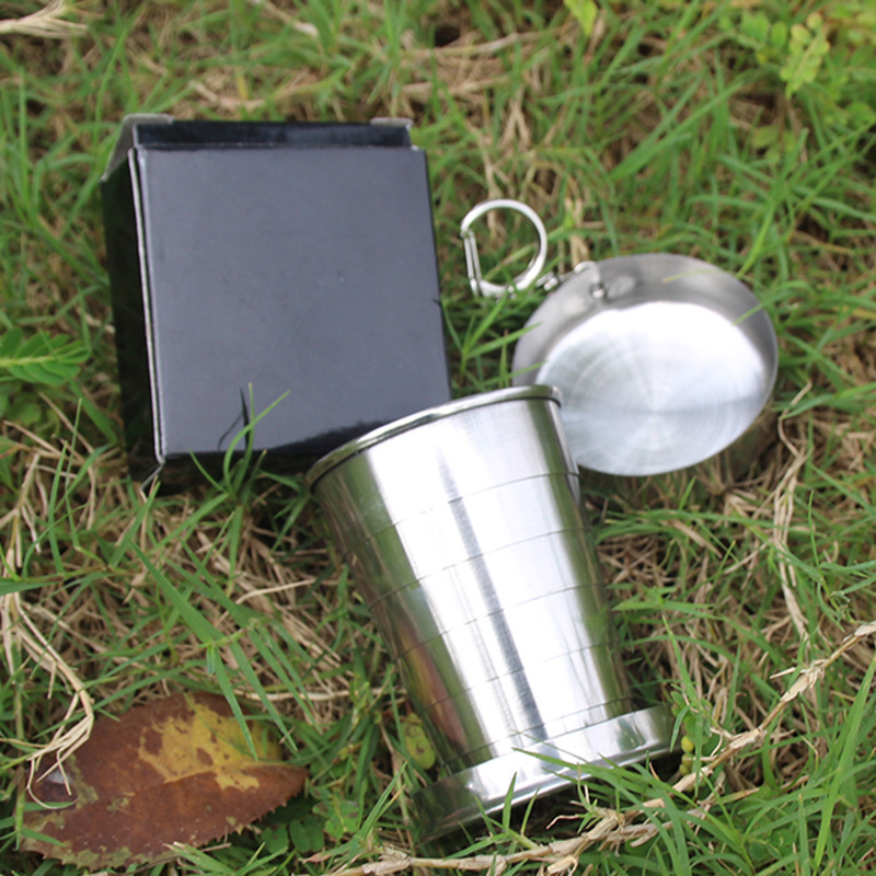Folding Cup Outdoor Portable Large Medium and Small Adjustable Cup Water Cup Portable Wine Glass Cup with Key Ring Whole