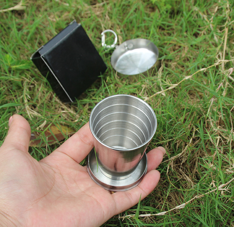 Folding Cup Outdoor Portable Large Medium and Small Adjustable Cup Water Cup Portable Wine Glass Cup with Key Ring Whole