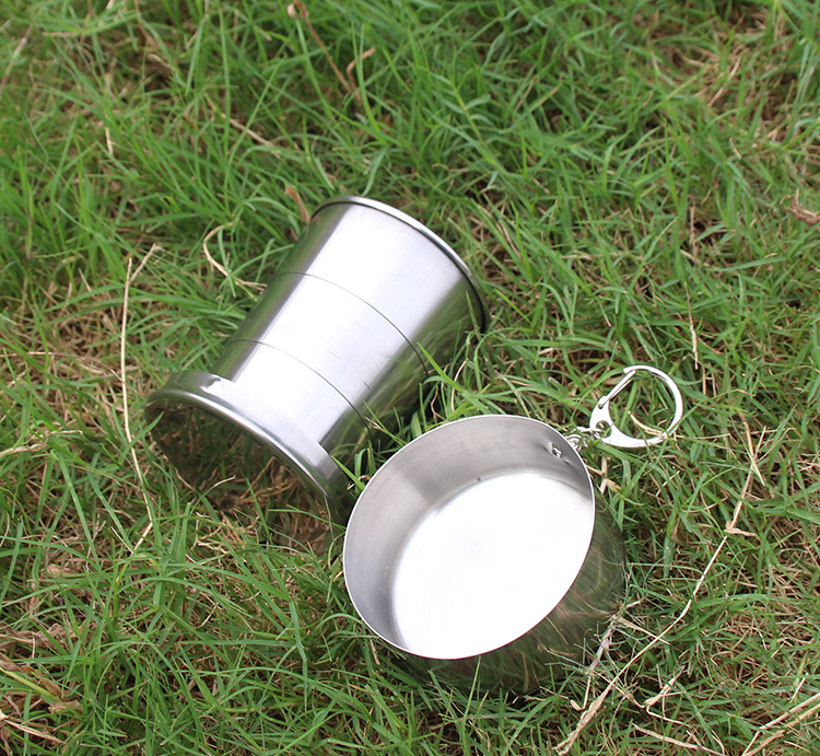 Folding Cup Outdoor Portable Large Medium and Small Adjustable Cup Water Cup Portable Wine Glass Cup with Key Ring Whole