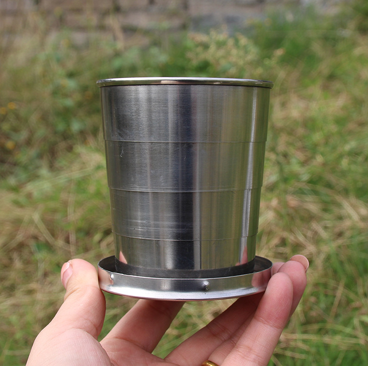 Folding Cup Outdoor Portable Large Medium and Small Adjustable Cup Water Cup Portable Wine Glass Cup with Key Ring Whole