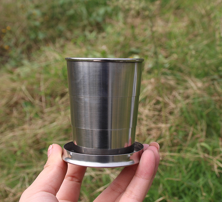Folding Cup Outdoor Portable Large Medium and Small Adjustable Cup Water Cup Portable Wine Glass Cup with Key Ring Whole