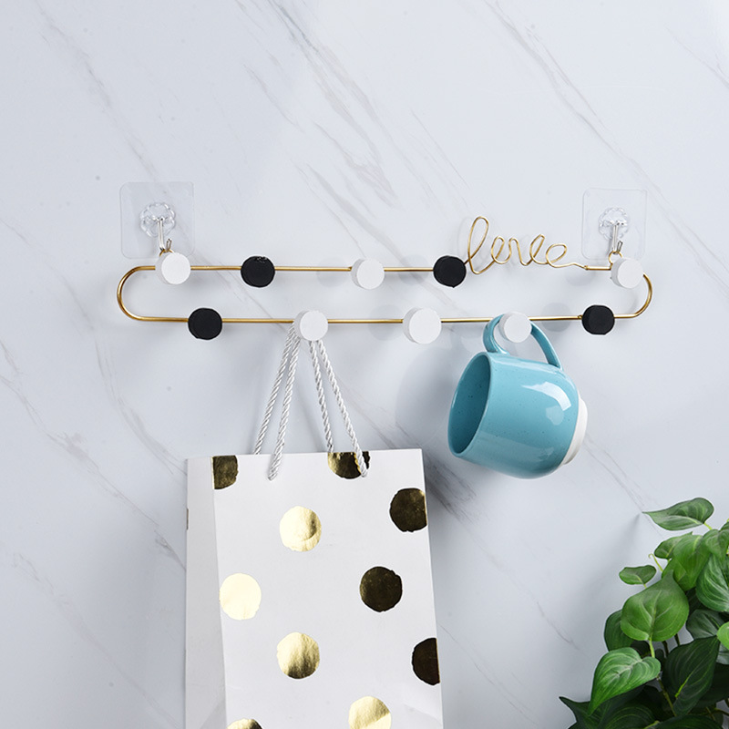 Nordic Wrought Iron Love Decorative Letters Hook Living Room Wall Key Hook Bedroom Metal Coat Hook Row Hook
