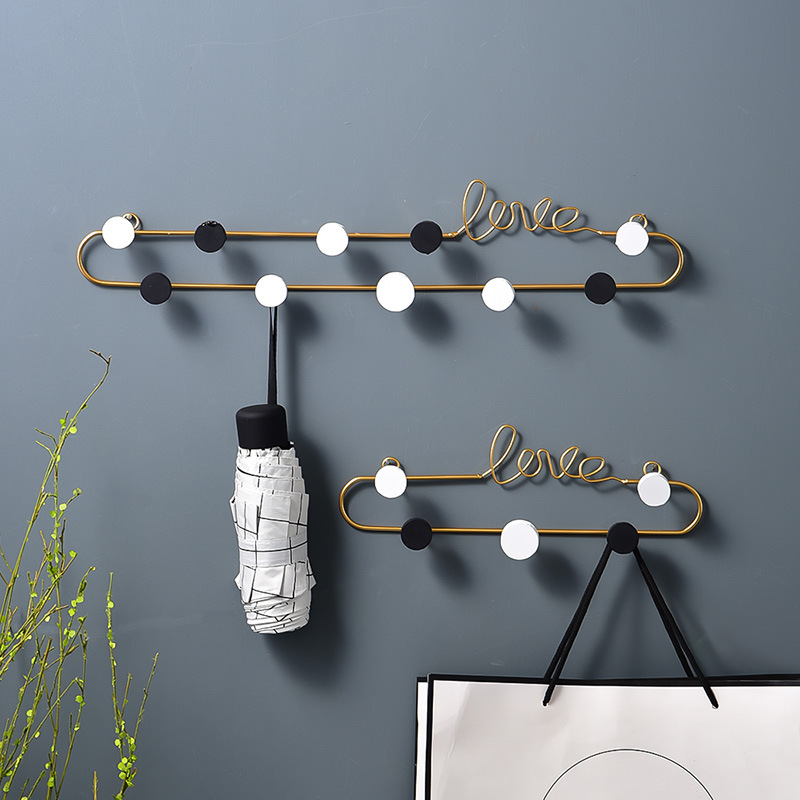Nordic Wrought Iron Love Decorative Letters Hook Living Room Wall Key Hook Bedroom Metal Coat Hook Row Hook