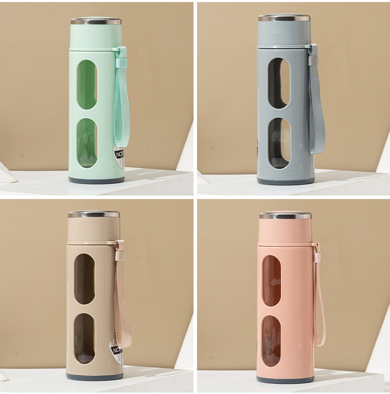 with Rope Handle Convenient Glass Anti-Scald Anti-Fall Plastic Glass Cup Sports Cup Student's Tea Cup Gift Cup
