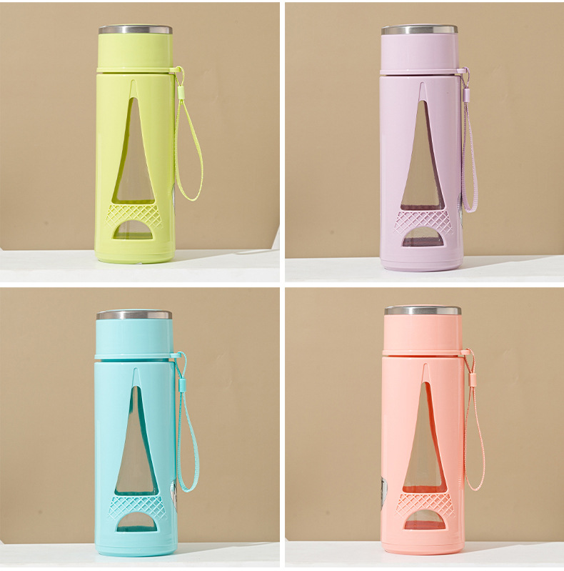 with Rope Handle Convenient Glass Anti-Scald Anti-Fall Plastic Glass Cup Sports Cup Student's Tea Cup Gift Cup