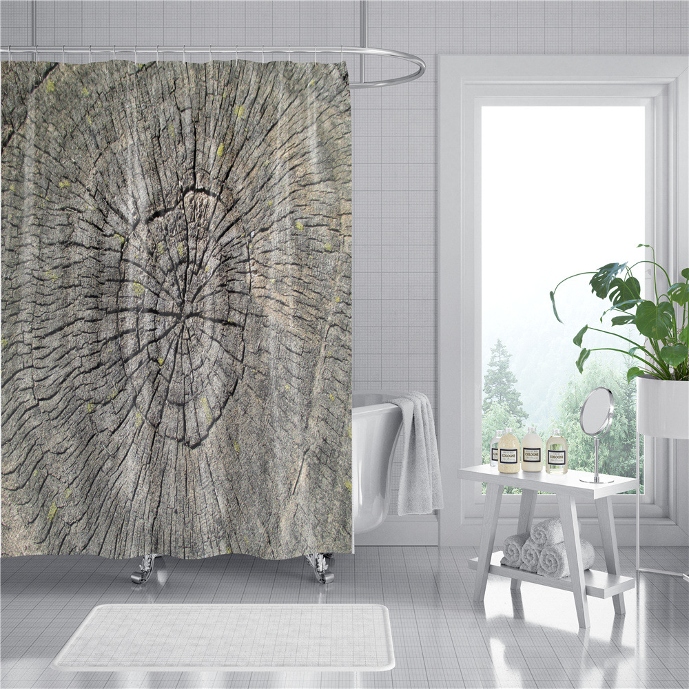Flower Plant Digital Printing Shower Curtain Waterproof Shower Curtain Shower Curtain Bathroom Partition Curtain Cross-Border Shower Curtain Fabric