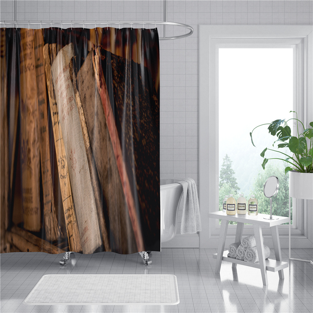 Flower Plant Digital Printing Shower Curtain Waterproof Shower Curtain Shower Curtain Bathroom Partition Curtain Cross-Border Shower Curtain Fabric