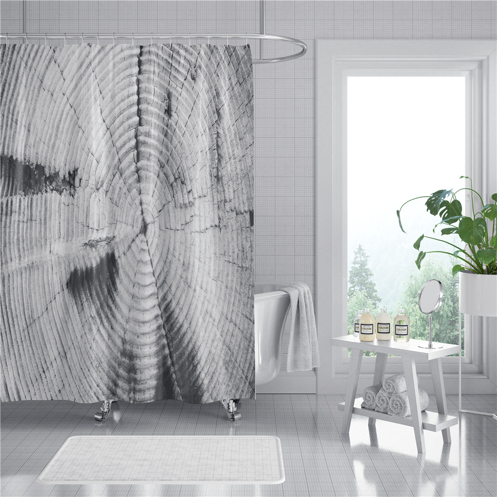 Flower Plant Digital Printing Shower Curtain Waterproof Shower Curtain Shower Curtain Bathroom Partition Curtain Cross-Border Shower Curtain Fabric