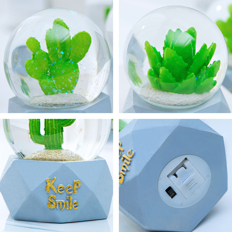 Spot Goods Simple Resin Crystal Ball Crafts Decorative Ornaments Luminous 6.5cm Resin Glass Water Ball Wholesale