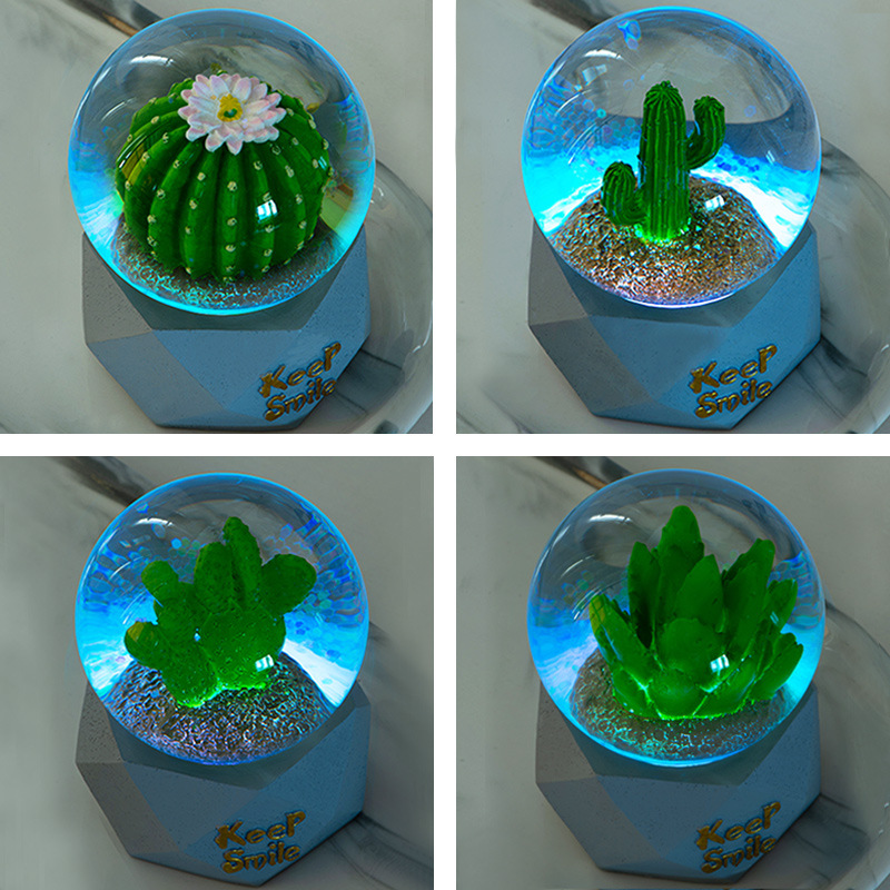 Spot Goods Simple Resin Crystal Ball Crafts Decorative Ornaments Luminous 6.5cm Resin Glass Water Ball Wholesale