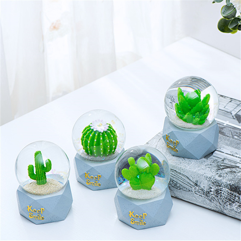 Spot Goods Simple Resin Crystal Ball Crafts Decorative Ornaments Luminous 6.5cm Resin Glass Water Ball Wholesale
