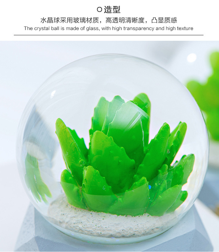 Spot Goods Simple Resin Crystal Ball Crafts Decorative Ornaments Luminous 6.5cm Resin Glass Water Ball Wholesale
