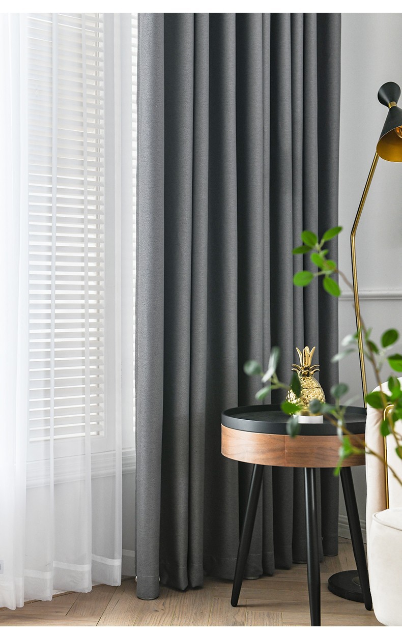 Full Shading Fabric Curtain Simple Nordic Living Room Bedroom High-End Ready-Made Curtain Double-Sided Linen Hanging Punching Customization Full Shading Fabric Curtain Simple Nordic Living Room Bedroom High-End Ready-Made Curtain Double-Sided Linen Hanging Punching Customization
