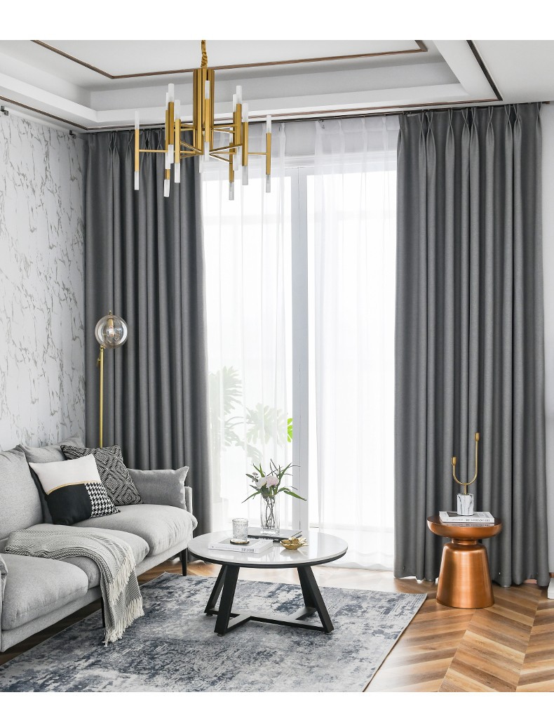 Full Shading Fabric Curtain Simple Nordic Living Room Bedroom High-End Ready-Made Curtain Double-Sided Linen Hanging Punching Customization Full Shading Fabric Curtain Simple Nordic Living Room Bedroom High-End Ready-Made Curtain Double-Sided Linen Hanging Punching Customization