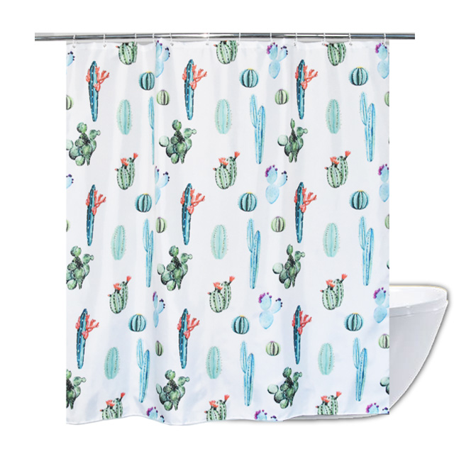 Durable Waterproof Fabric Tropical Plant Cactus Flowers curtain