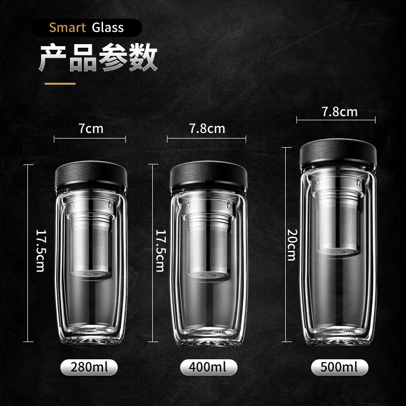 Double-Layer Glass Cup Tea Cup Wholesale Goose Egg Cup Water Cup Tea Glass Bottle Double-Deck Home Water Cup Glass