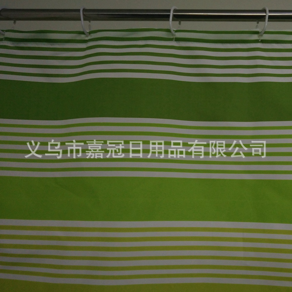 Polyester small curtain fabric, waterproof, green and white striped spring textile bathroom curtain manufacturers to order Polyester small curtain fabric, waterproof, green and white striped spring textile bathroom curtain manufacturers to order