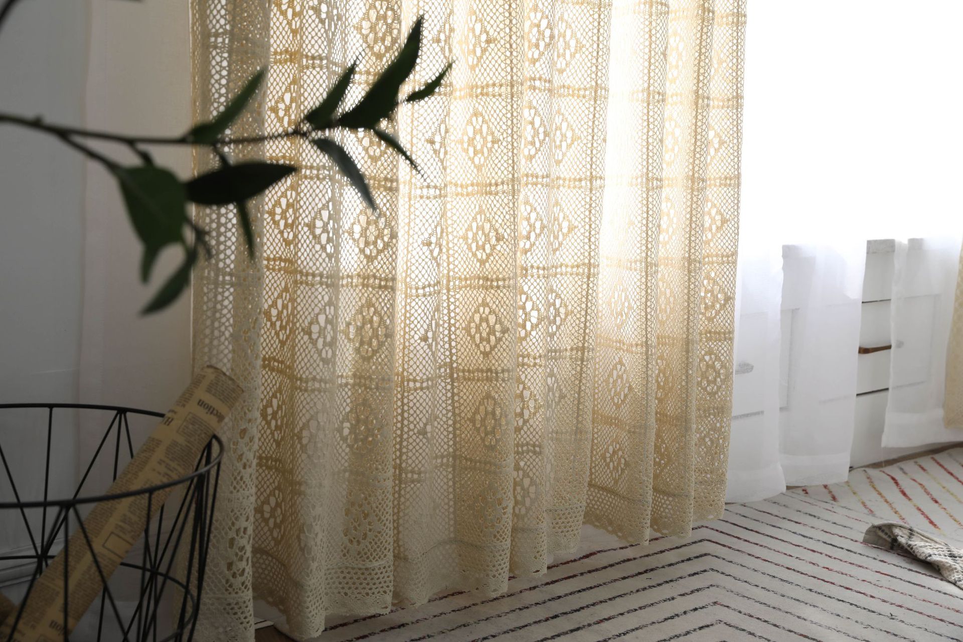 Transparent Retro Hollow Curtain Finished Crochet Crochet North American Country Fabric Floor Window Screen Custom Bay Window Customization Transparent Retro Hollow Curtain Finished Crochet Crochet North American Country Fabric Floor Window Screen Custom Bay Window Customization