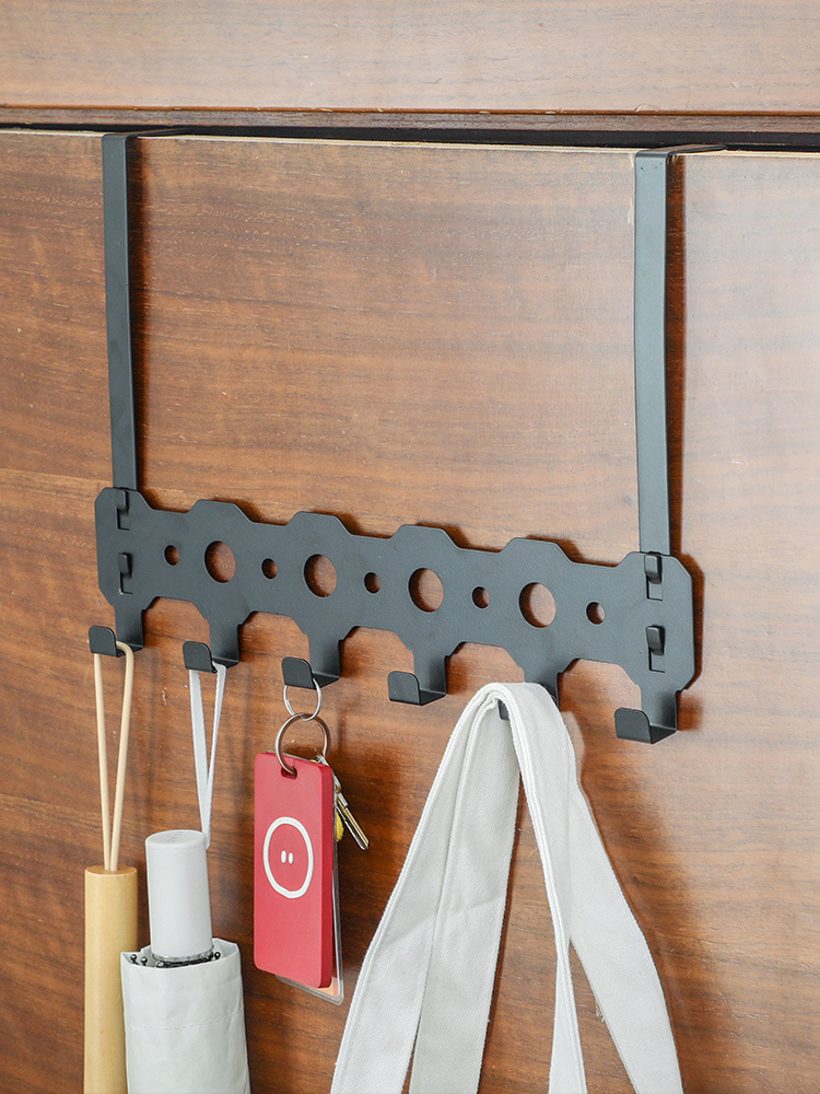 Hook after wrought iron door non-punch household bathroom hanger bedroom door clothes hat storage rack