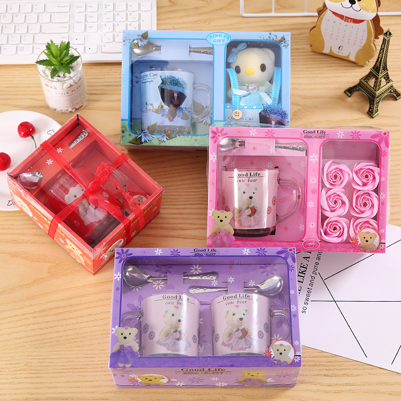 Creative Gift Cup Promotion Gift Return Glass Cup Activity Promotional Novelties Cup Set Opening Gift