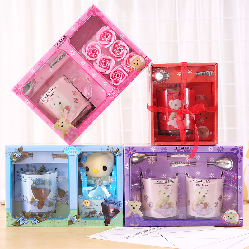 Creative Gift Cup Promotion Gift Return Glass Cup Activity Promotional Novelties Cup Set Opening Gift
