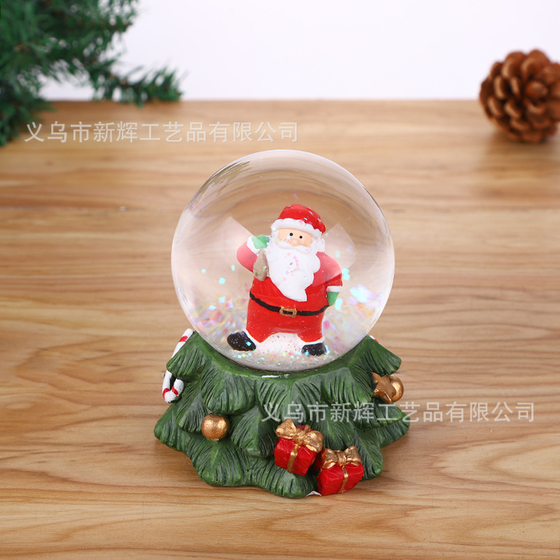 Amazon Resin Crafts 80cm Santa Claus Glass Crystal Ball with Rotating Snowflakes with Lights