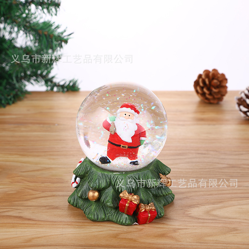 Amazon Resin Crafts 80cm Santa Claus Glass Crystal Ball with Rotating Snowflakes with Lights