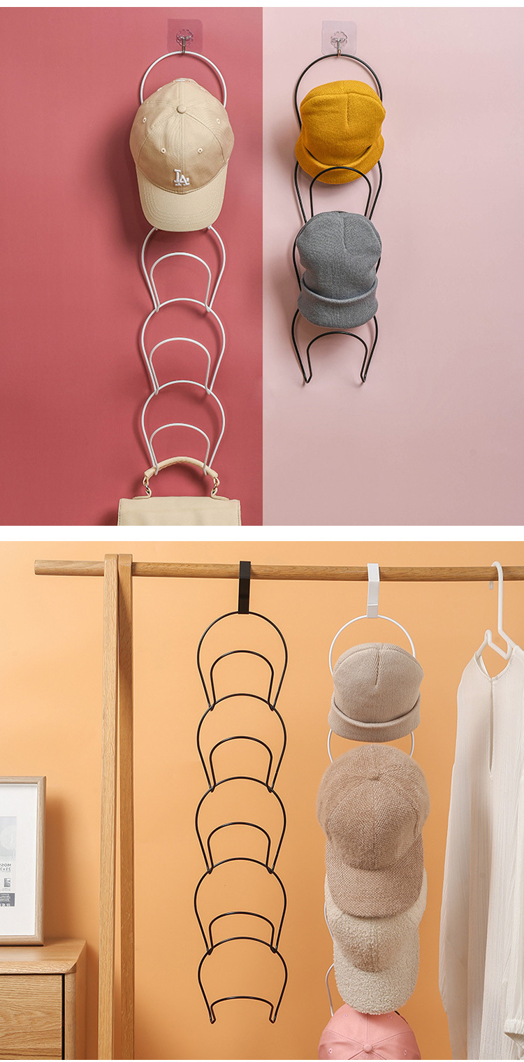 Factory Direct Sale Spot Hat Storage Hook Wholesale Multi-Functional Iron Material Coat and Cap Scarf Organizing Rack